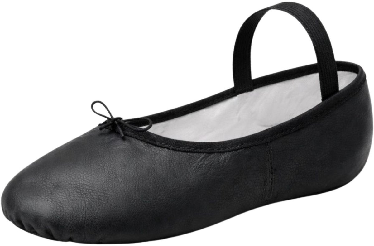 Dancer Dancewear® Balletschoenen leer “Elite“ | ZWART | Professionele leren balletschoen | Met hele suède zool | Ballet schoen met doorlopende zool | Maat 31