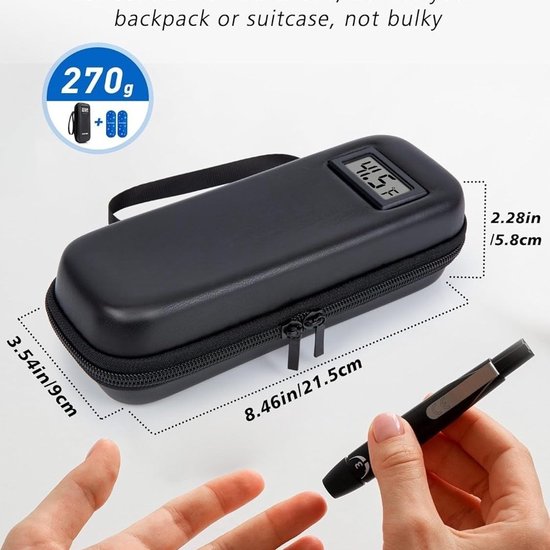 Insuline Koeltas - Diabetes Koeltas met 2 Ijspacks - Om Medicijnen Koud Te Houden - met Thermometer en Temperatuurweergave - Draagbare Koeltas - voor Dagelijks Gebruik en Reizen - Isolerende Insuline Etui voor op Reis - Zwart van Merkloos — afbeelding 2