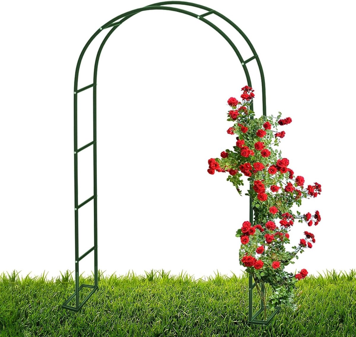 Tuinboog Metaal - Rozenprieel Klimplanten - Tuindecoratie Buiten - Duurzaam Stevig Ontwerp - 200x40x230 cm - Groen
