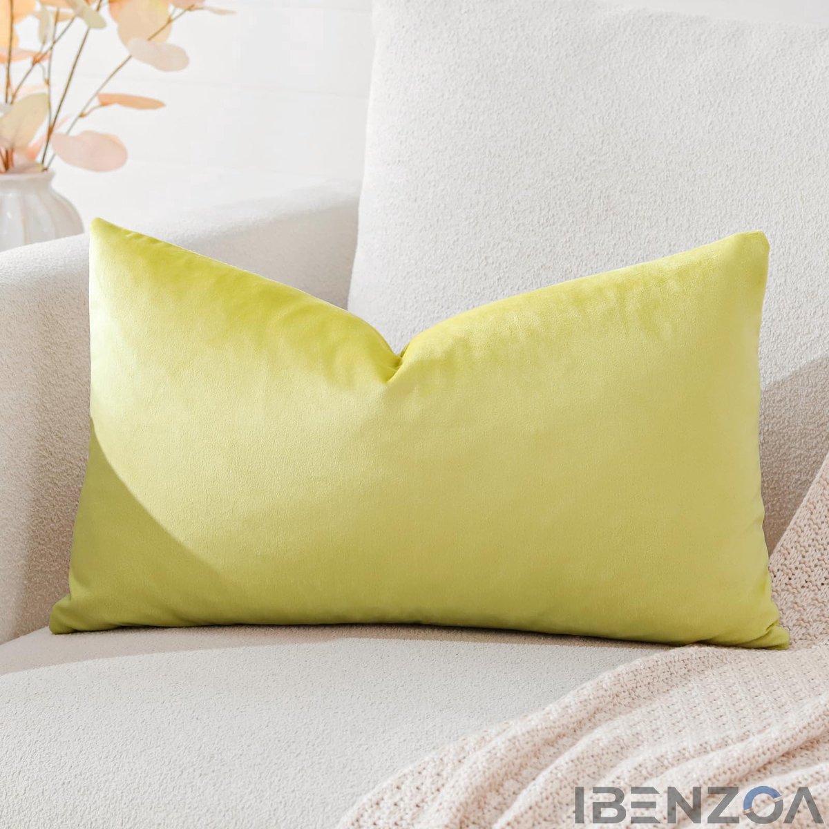 Ibenzoa Decoratieve Kussensloop - Fluweel - 40x60 cm - Citroengeel
