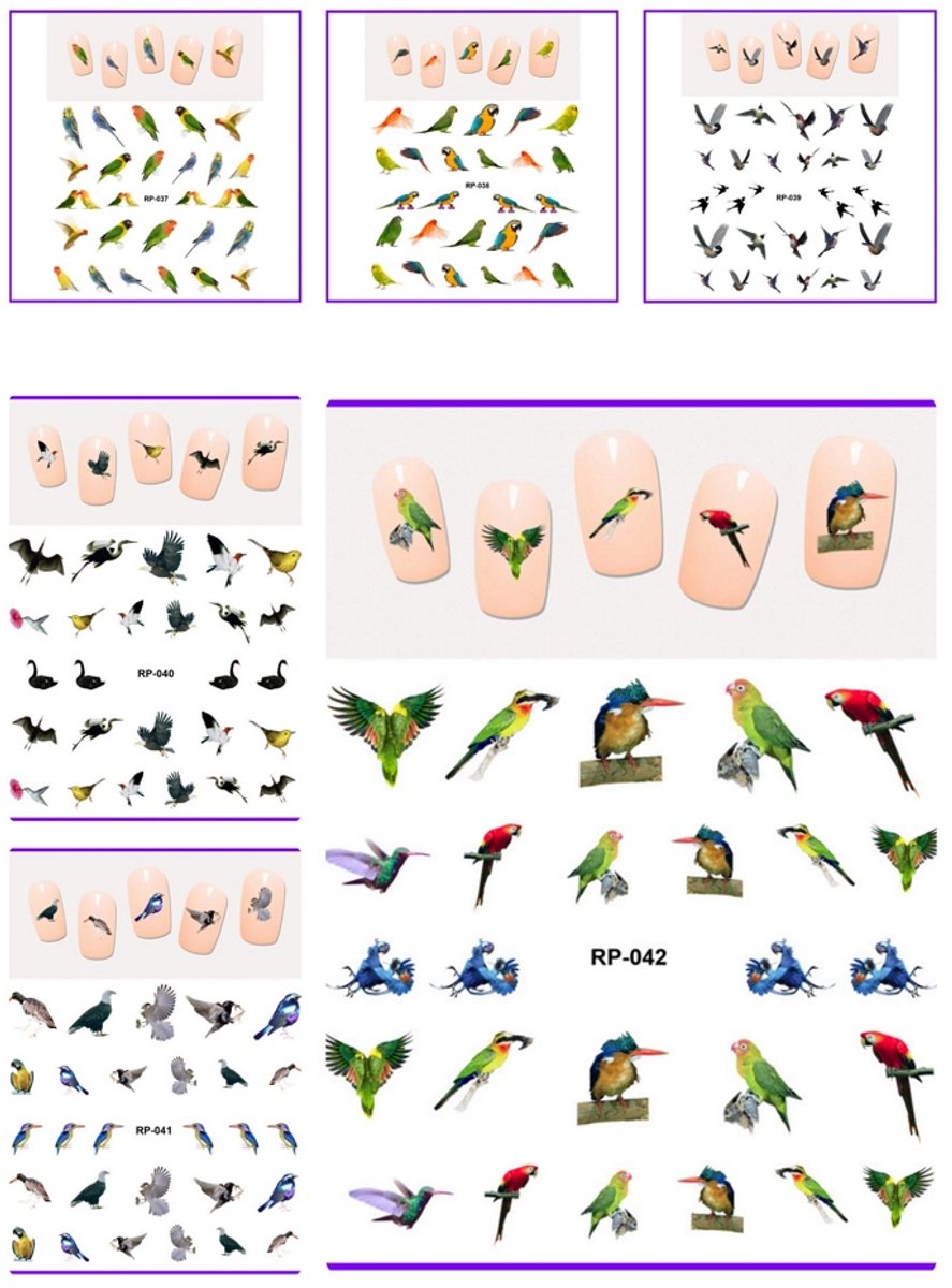 Nagel Sticker Set Vogels (150 stickers)