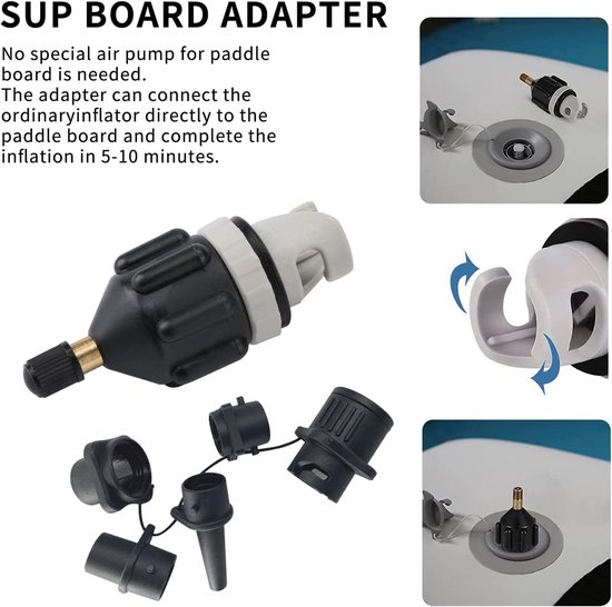 Ventiel Adapter - Pomp Mondstuk - Watersport Opblazen - Universeel Geschikt - Compact Formaat - Zwart — afbeelding 4