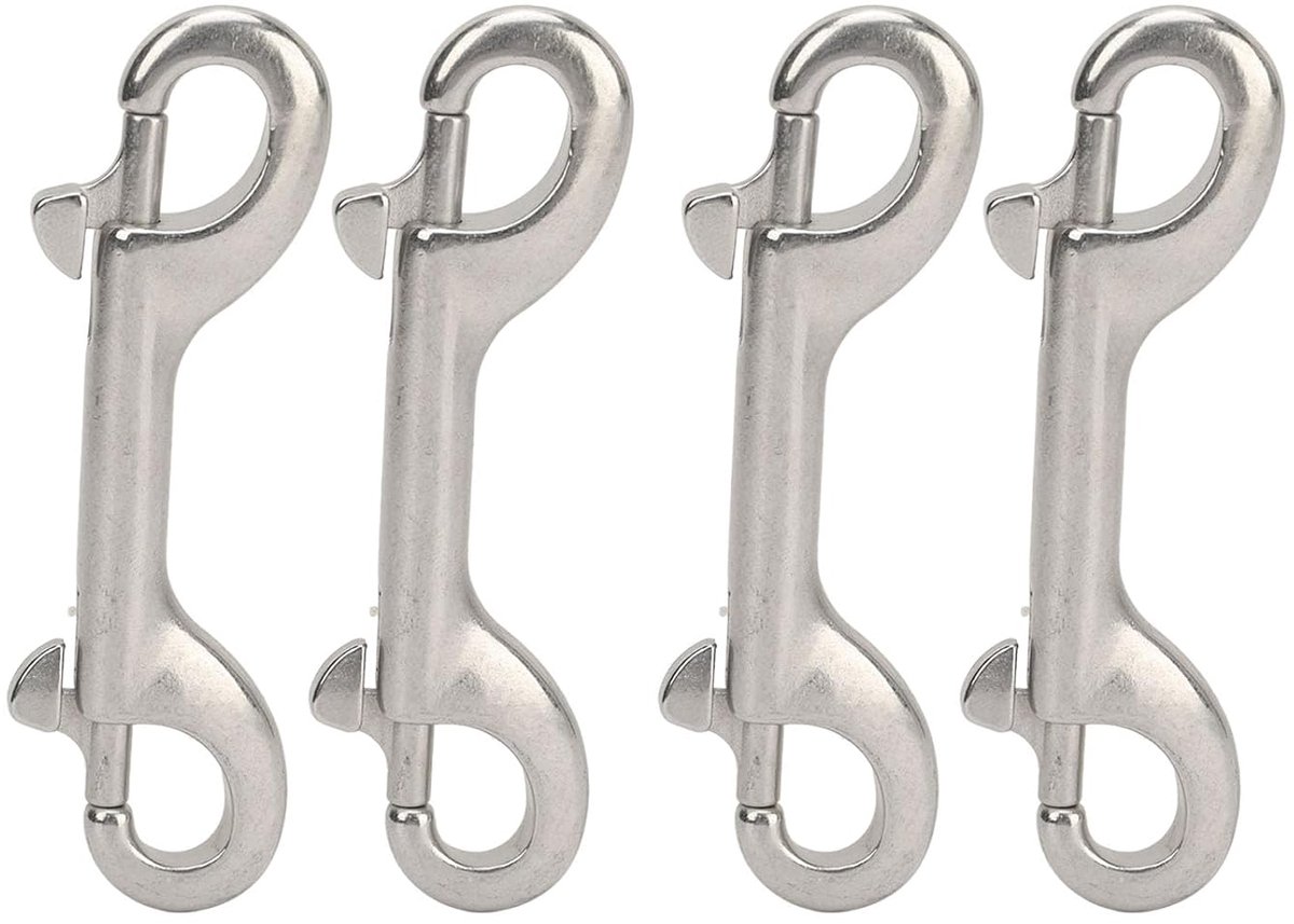 Dubbelzijdige Karabijnhaken - Kettingclips Bouten - Bevestigen van Touwen - Marine Grade 316 Staal - 115 mm - Zilverkleurig