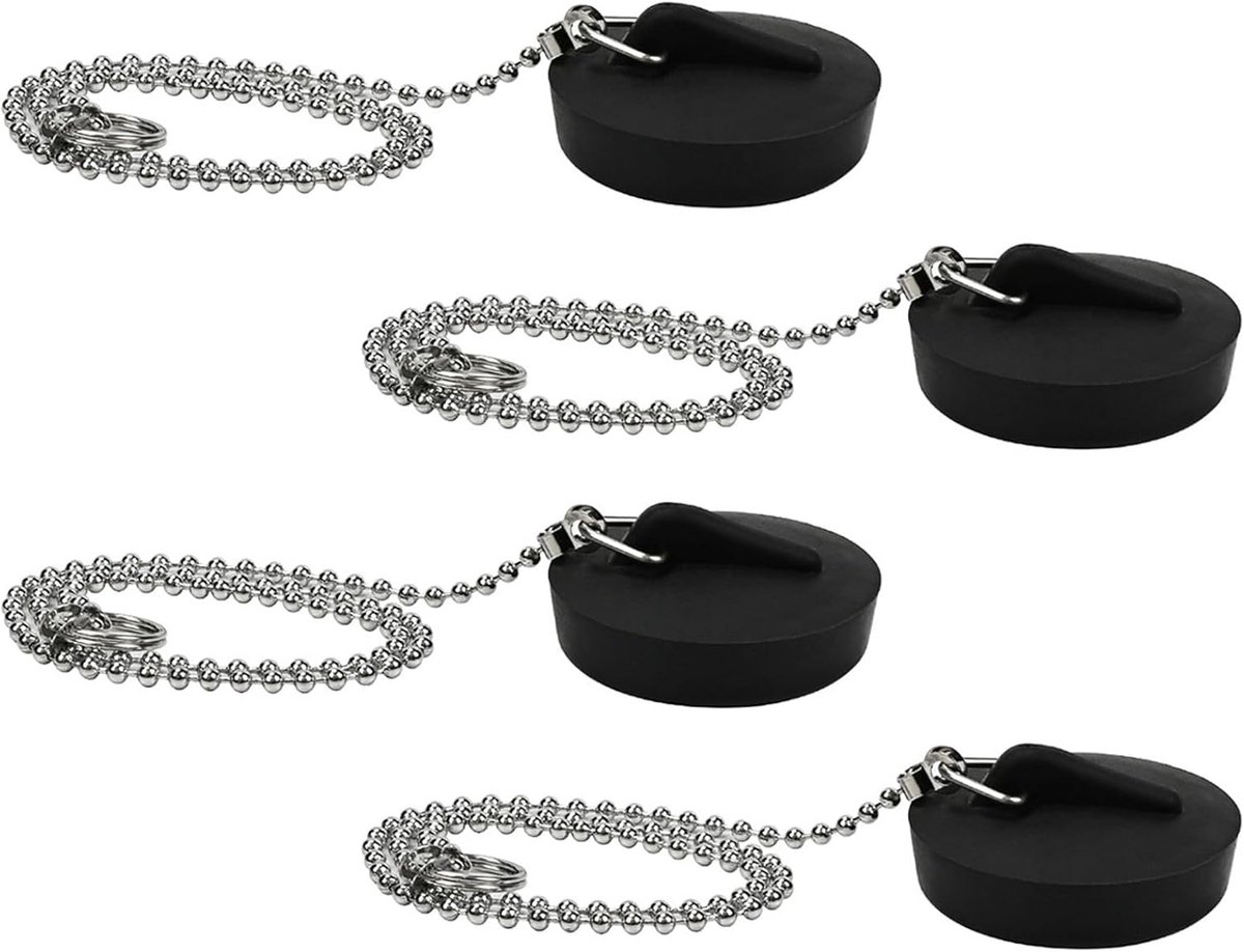 Afvoerstop Set - Stop Gootsteen Bad - Water Dicht Maken - Eenvoudige Installatie - 40-45 mm - Zwart
