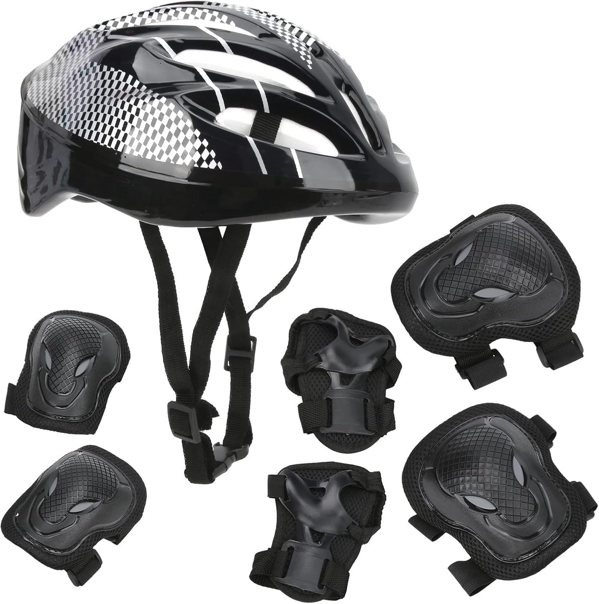 Beschermende Uitrusting Set - Veiligheidsset Sport - Buitensporten - 7-in-1 Set - Verstelbaar - Zwart