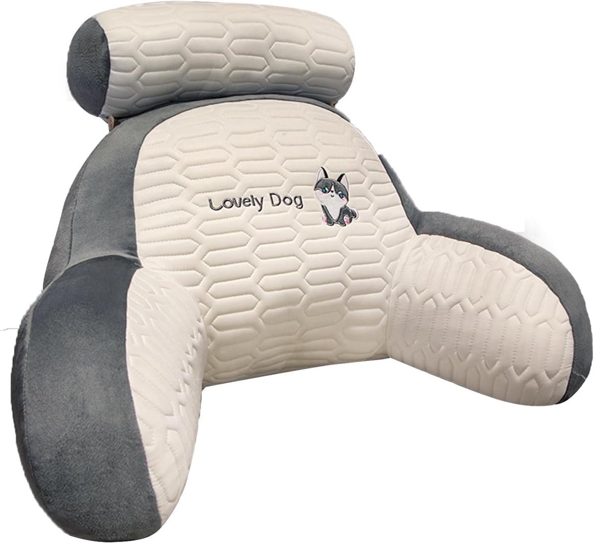 Leeskussen Rugsteun - Bedkussen Armkussen - Ontspannen Lezen - Afneembare Armsteunen - 60x45x20 cm - Husky