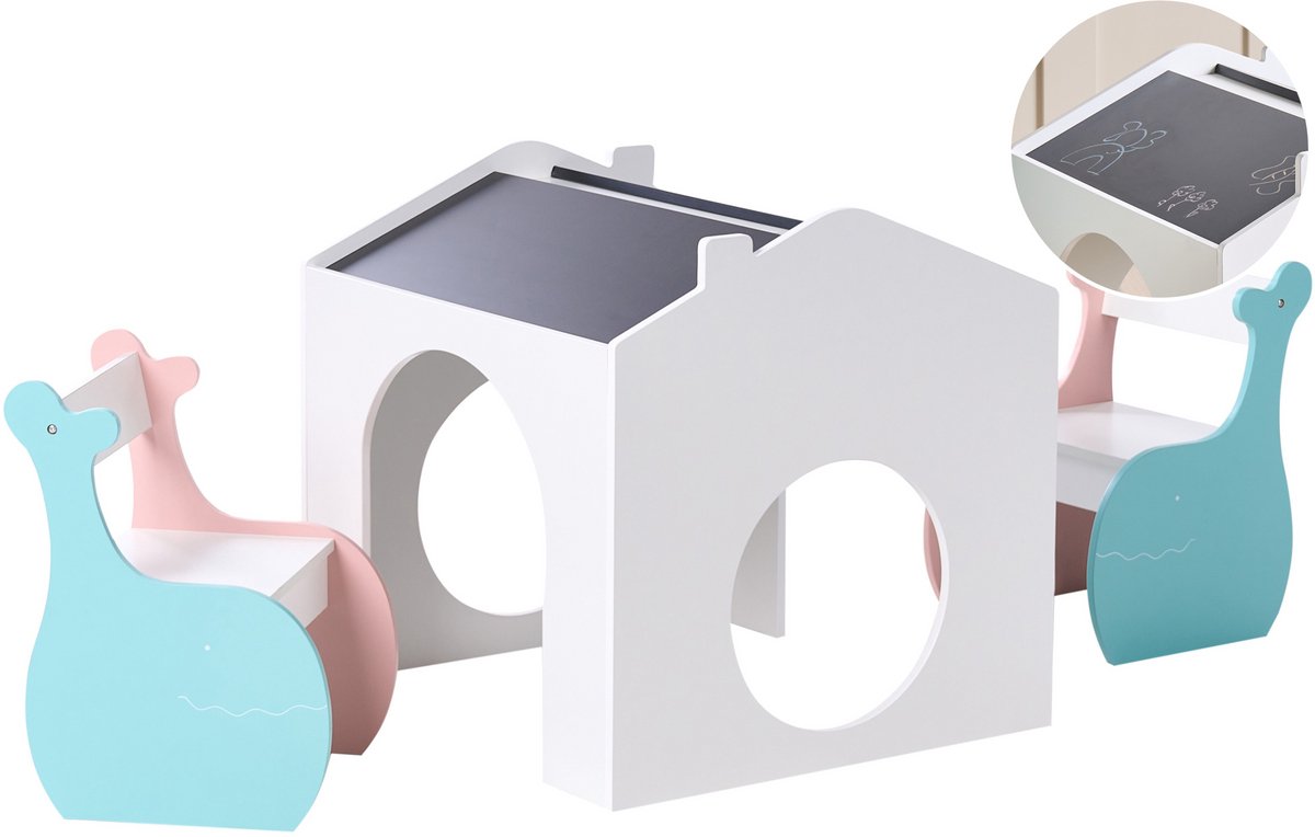 WOOLI - Kindertafel met stoelen set - Meerkleurig - MDF