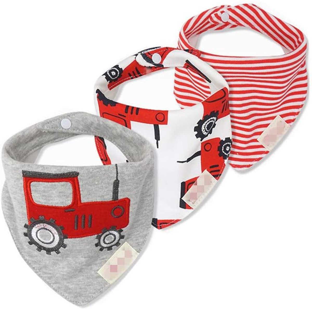 Baby Bandana Slabbetjes - Kwijlslabbetjes Spuugdoekjes - Voeden Spelen Tandjes - Dubbellaags Katoen Absorberend - 3-24 Maanden Verstelbaar - Rode Tractor