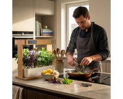 Lumegro Hydrocultuur Kweeksysteem Kitchin Style White set compleet. Smart Garden intelligente binnentuin moestuin, compleet met 15 soorten kruidenzaden.
