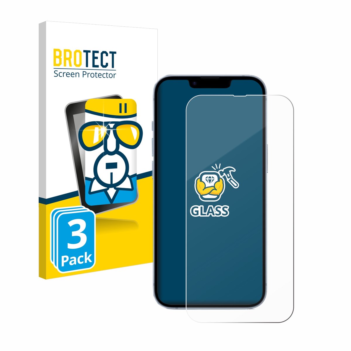 BROTECT - Glas Screenprotector voor Apple iPhone 14 - Gehard Beschermglas 9H 3 Stuks