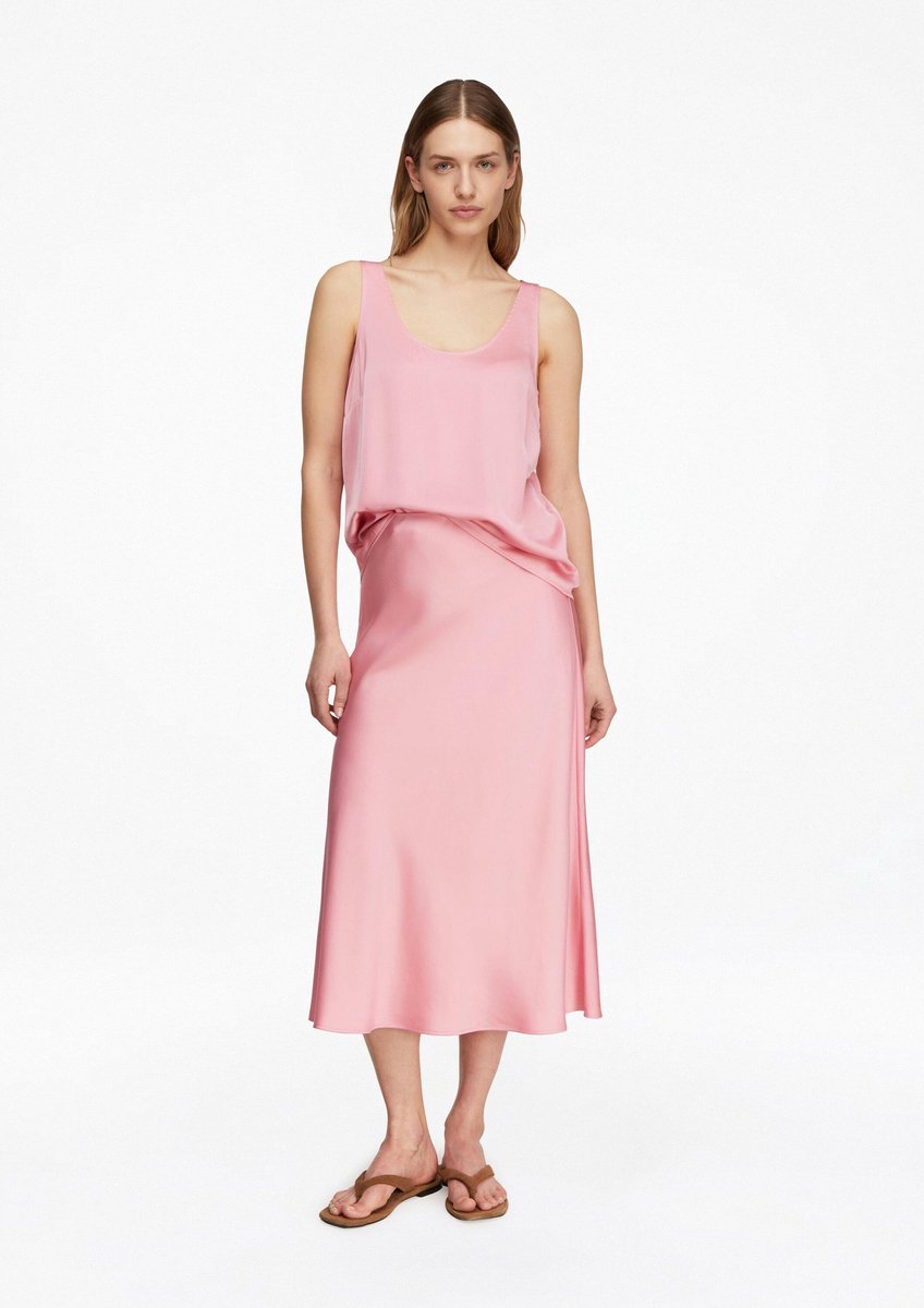 comma - female - Satijnen midirok met elastische tailleband