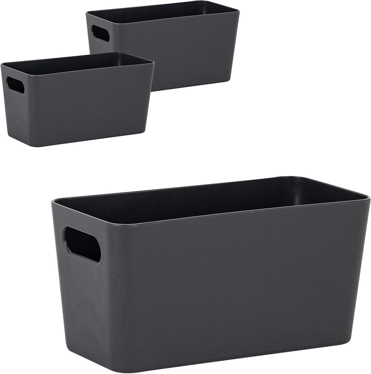 Opbergdozen Set - Lade Organizer - Ruimte Ordenen - Robuuste Lederlook - 20x10x10 cm - Antraciet