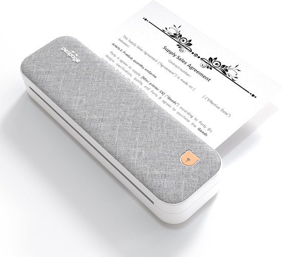 Originele Peripage A40 Sky Grey Draagbare Bluetooth Printer - Thermisch - Mobiel- A4- Zwart Wit - Inclusief een rol thermisch papier - 203 dpi