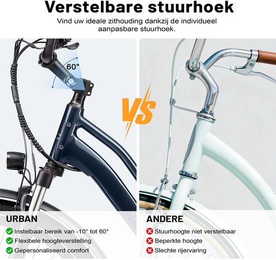Maxtron Urban7 Elektrische Fiets - 36V 12.8Ah Accu - Actieradius tot 70 km - 27.5×2.0 Inch Banden - Aluminium Verende Voorvork - Shimano RD-M310 - Mechanische Schijfremmen - Stadsfiets - Max. Belastbaar 120 kg - Blauw van Maxtron — afbeelding 5