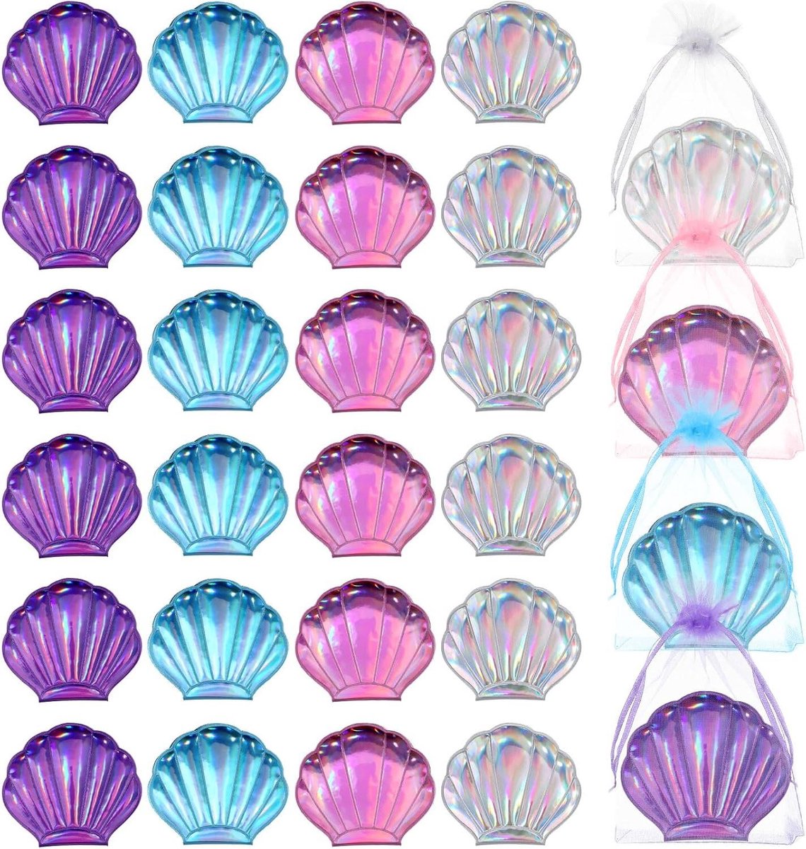 Zeeschelp Make-up Spiegel - Compacte Spiegel Handtas - Dagelijkse Make-up - Dubbele Vergroting - 8.8 x 7.8 cm - Regenboog Kleuren