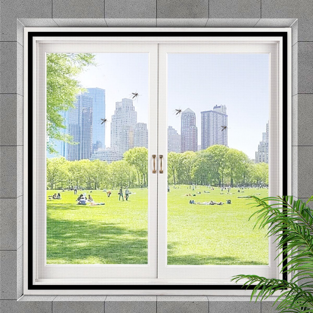 1 stuks - raamgordijnen - raamornament - raamhor klittenband - raamhorren - raamhor - raamhor 110 x 120 cm - horrengaas met klittenband - horrengaas ramen - horrengaas voor raam