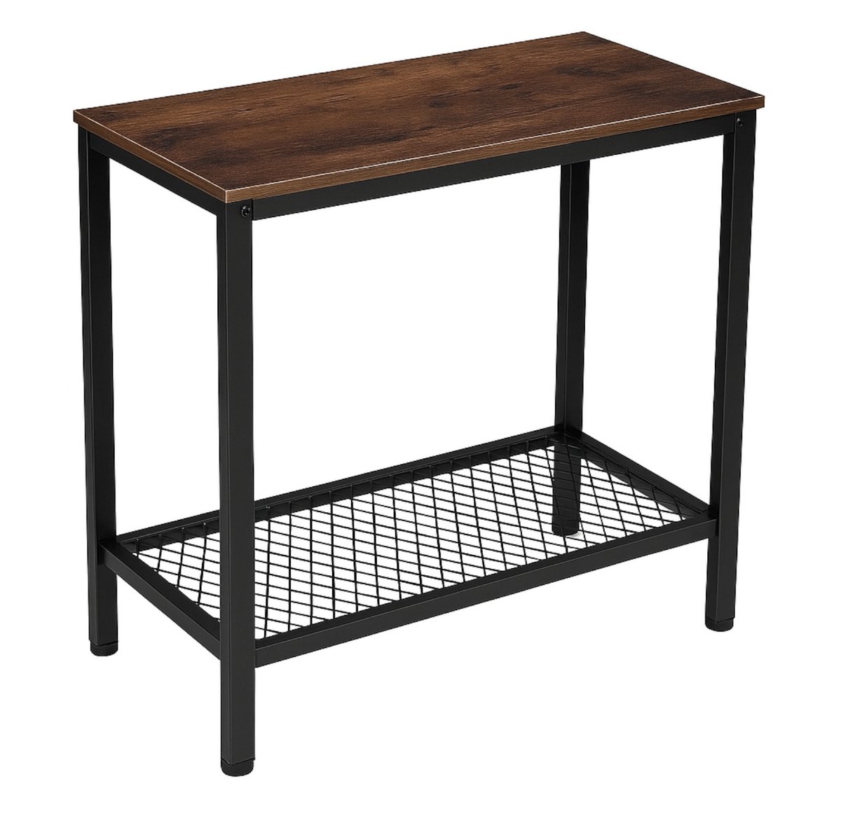 BEGRYF Bijzettafel - met metalen gaasplank - zwart en rustiek bruin - industrieel design - 60x30x60 cm
