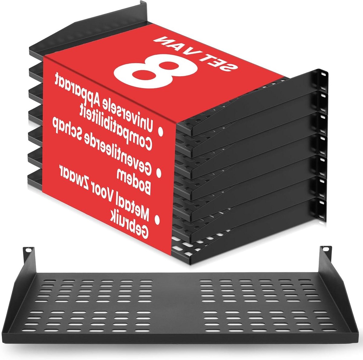Server Rack Plank - Ventilatie Plank - Apparatuur Koelen - Hoge Draagkracht - 48cm 1U - Zwart