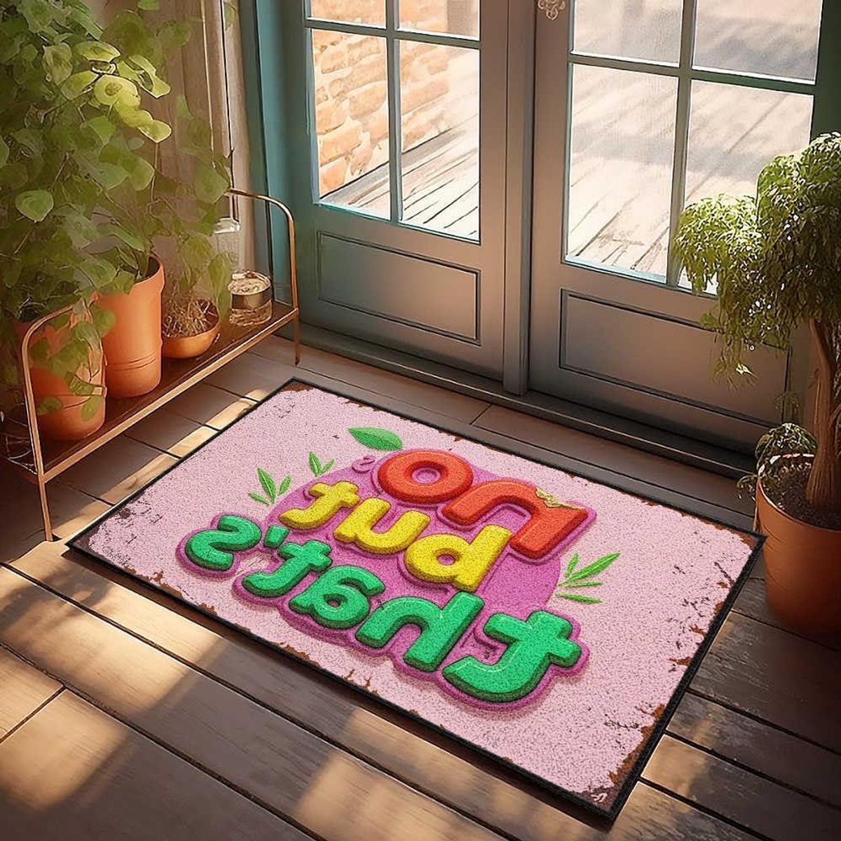 Deurmat Kleurrijk - Welkomstmat Voordeur - Huis Entree - 3D Natuurprint - 40 x 60 cm - Roz