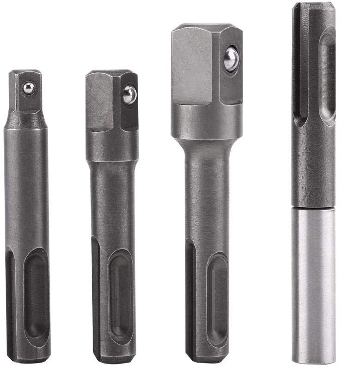 SDS Plus Adapter en Verlengstuk voor Boor, 1/4, 3/8, 1/2 Vierkante Aansluiting, Booraccessoires en Bit Houder voor Verbeterde Kracht en Precisie