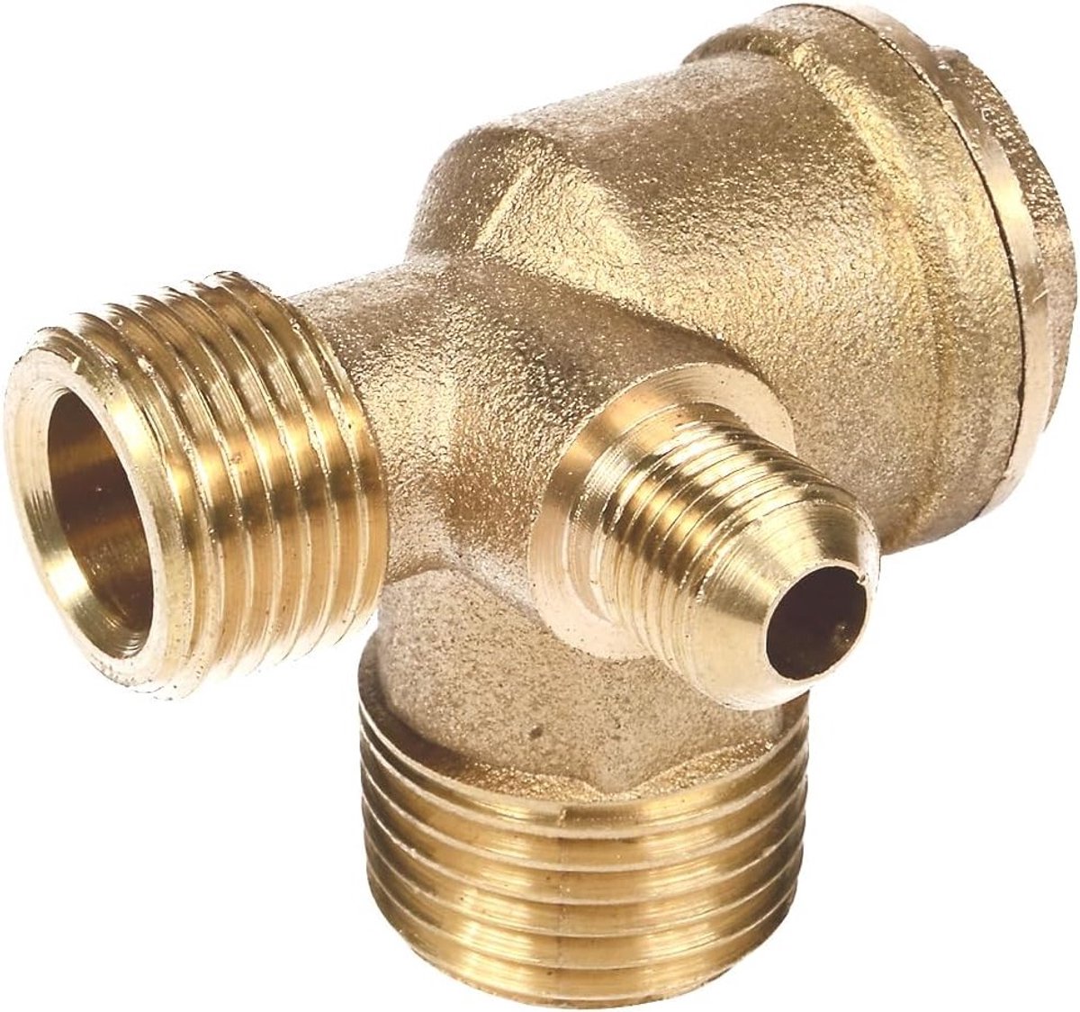 Brass 3-Weg Controleklep voor Luchtcompressor - Mannelijke Schroefdraad Aansluiting, Duurzaam en Betrouwbaar (1/2"*3/8"*1/8", Legeringstaal)