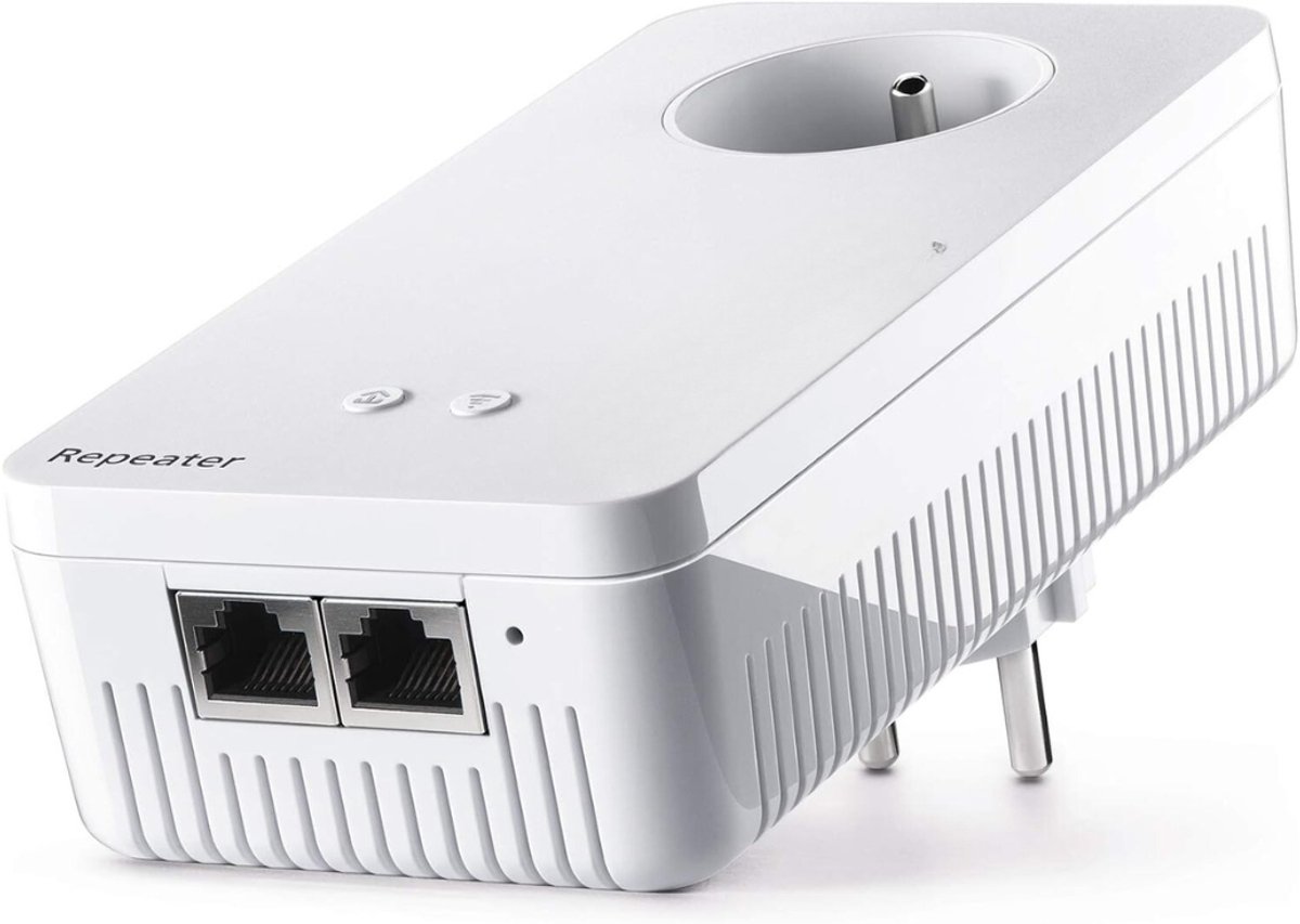 Aurixi® Wifi Versterker Stopcontact - Repeater - 2 Ethernet-Poorten - 1200 Mbit - Wit - 4cm x 6cm x 10cm