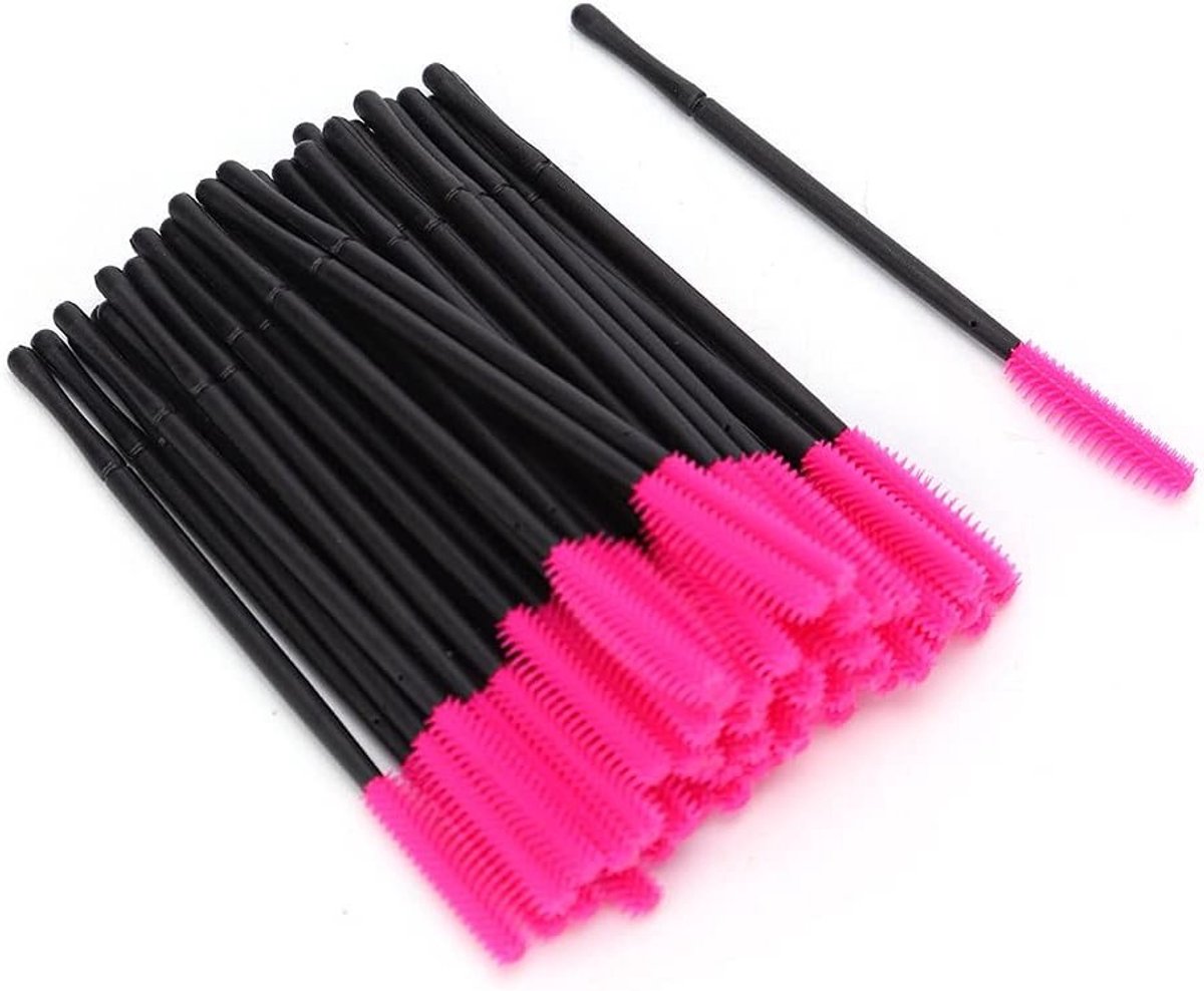 Zachte make-upkwasten set met 50 hoogwaardige siliconen mascara-applicators en haarborstels