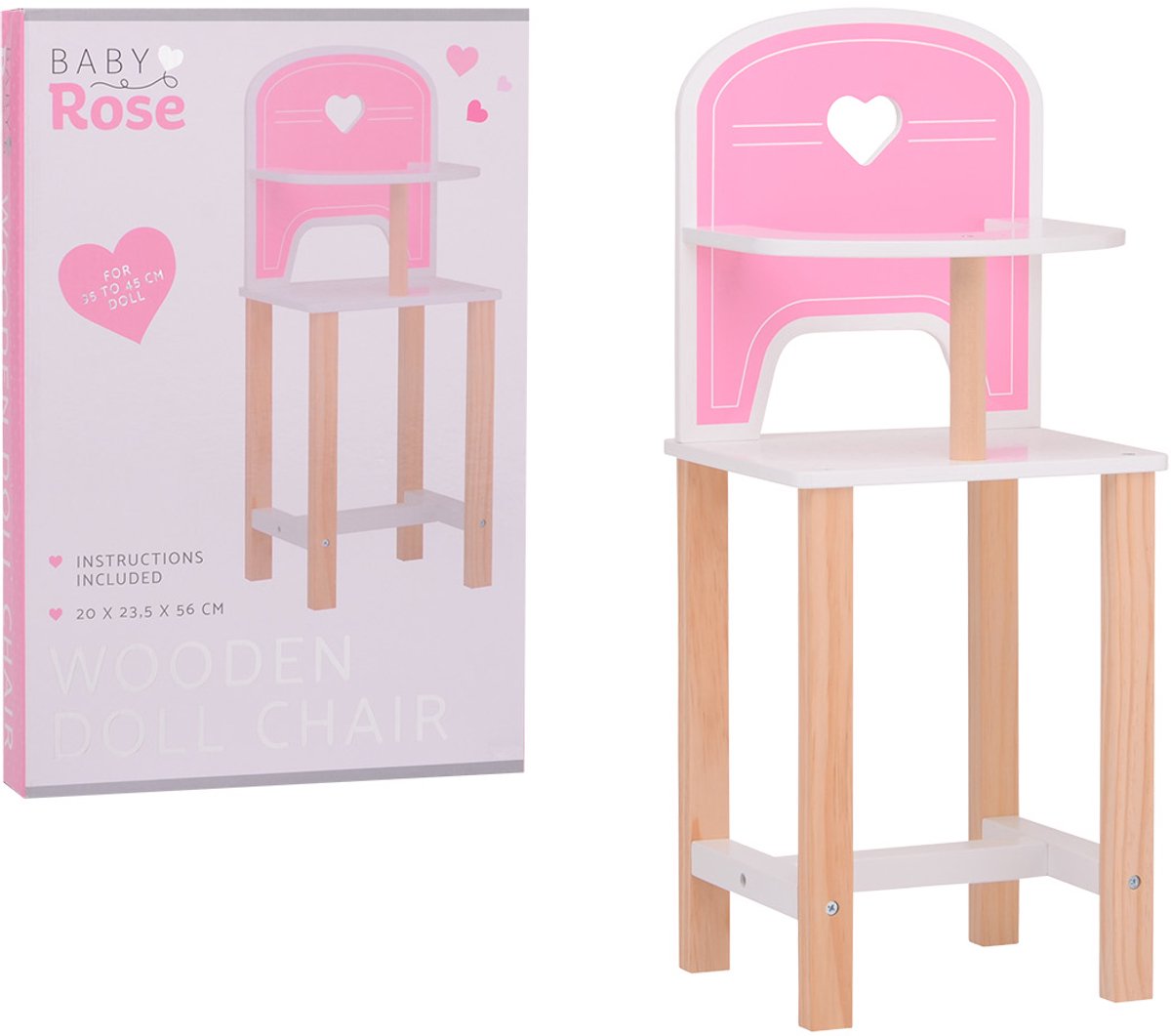 Johntoy houten poppenstoel Baby Rose - poppenmeubel speelgoed.
