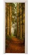 Deurposter 95x235 cm - Deursticker Bos - Natuur - Bomen - Landschap - Bladeren - Meubelfolie zelfklevend - Deurfolie woonkamer - Interieurfolie fotobehang - Deur plakfolie - Deurstickers - Deurbehang sticker - Kamer decoratie