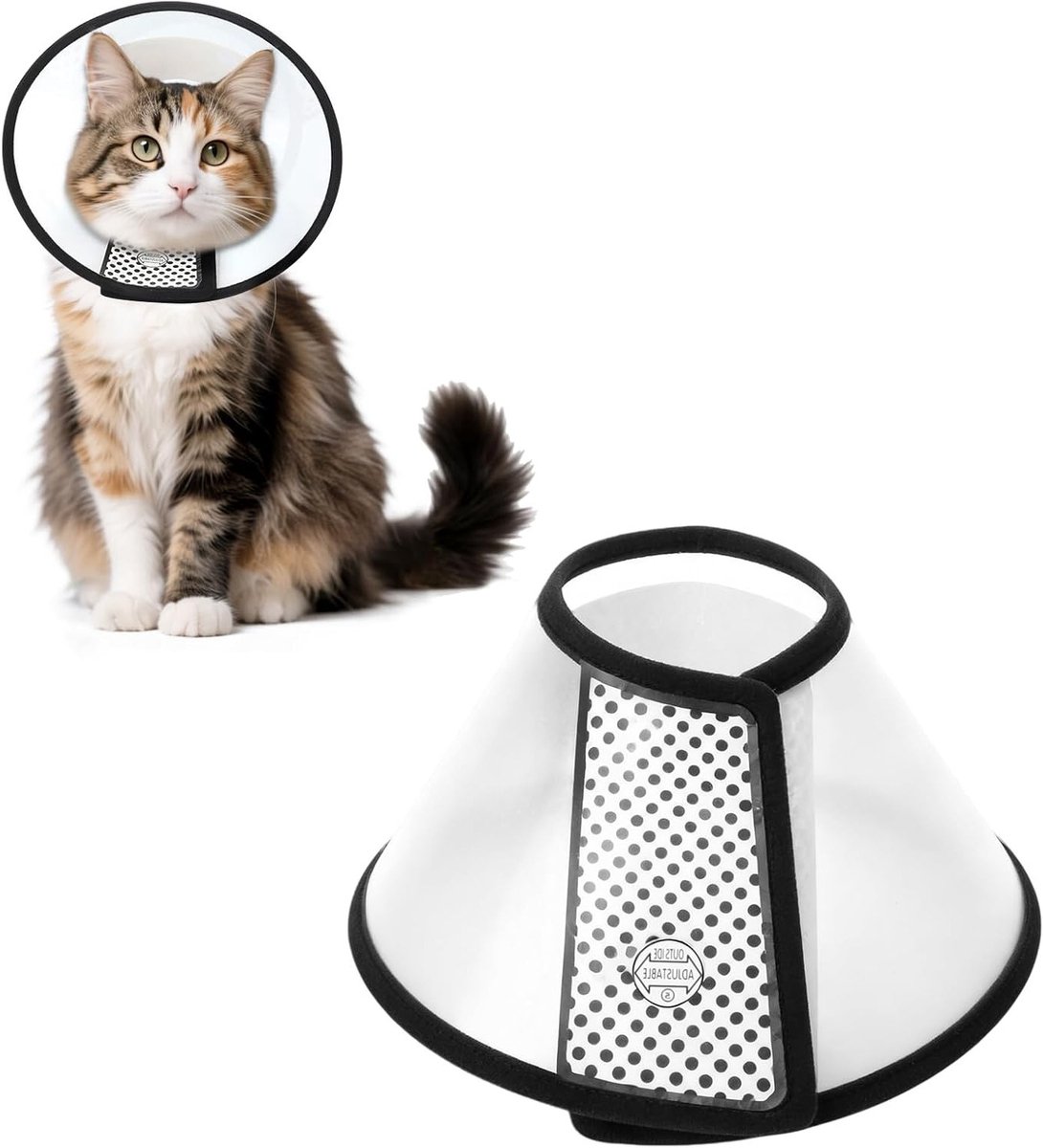 Honden- en kattenhalsband voor herstel na operatie, lichtgewicht en hygiënisch, anti-bijt en comfortabel, nekomtrek 22-26 cm