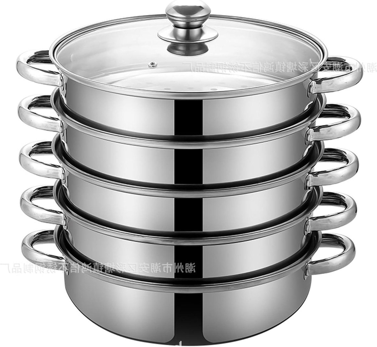Stoompan RVS - Stoomkoker Pan - Gezond Koken - 5-Laags Ontwerp - 28 cm - Zilverkleurig