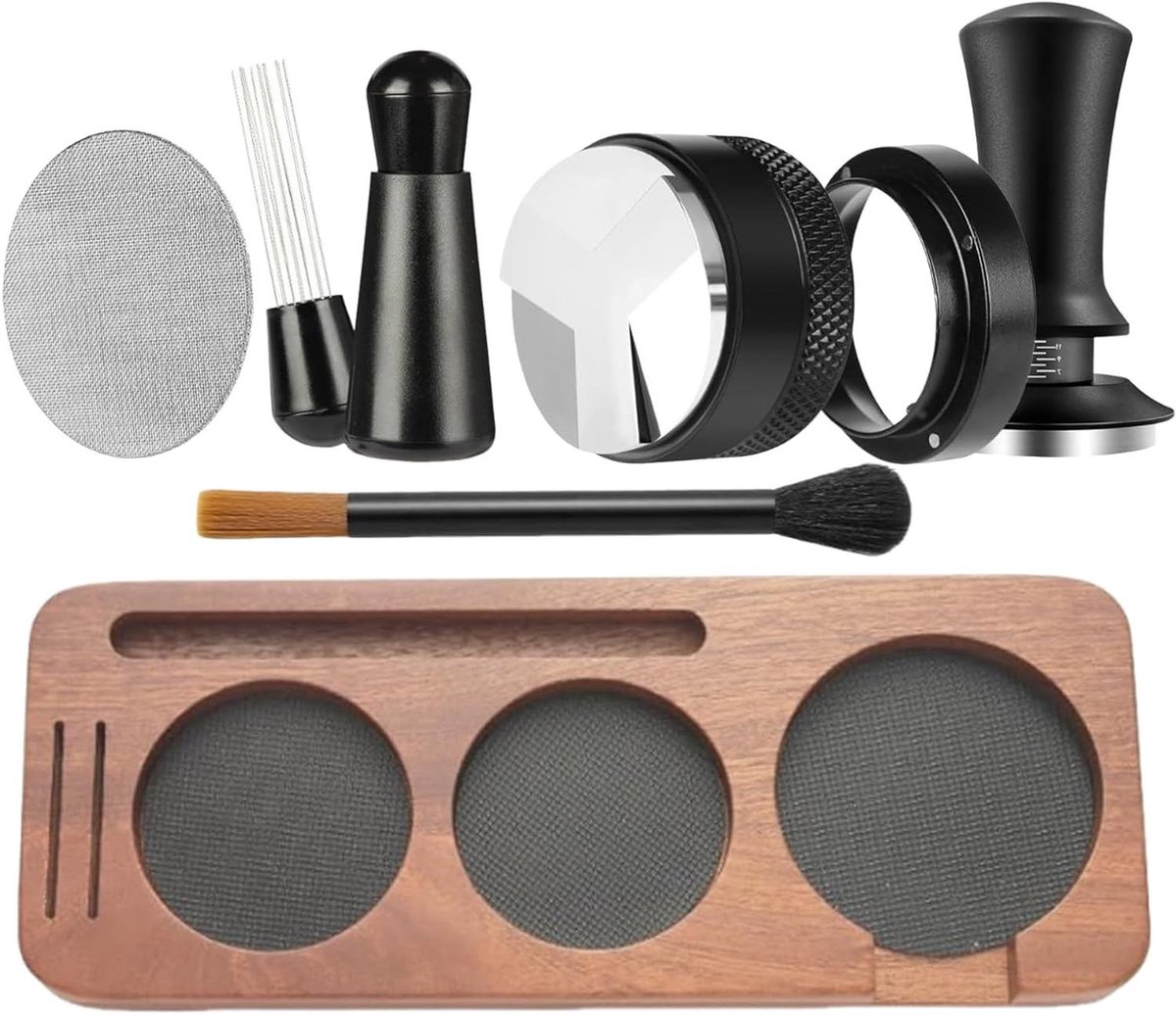 Koffie Tamper Set - Espresso Aandrukker - Consistente Espresso - Voorkomt Kanaaleffect - 58mm - Zilver