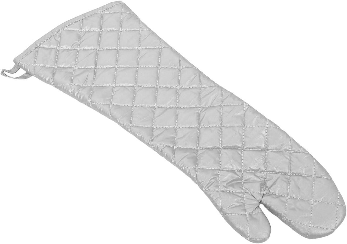 Ovenwant Katoen - Kookhandschoen Hittebestendig - Keuken Gebruik - Verlengde Lengte Bescherming - 58 cm - Zilver