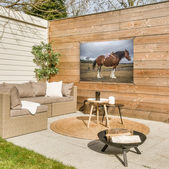 Posters de jardin Cheval - Fille - Prairie - 90x60 cm - Toile jardin