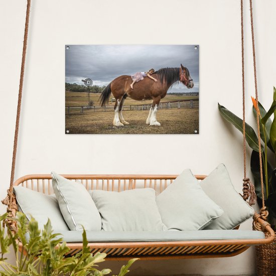 Posters de jardin Cheval - Fille - Prairie - 90x60 cm - Toile jardin
