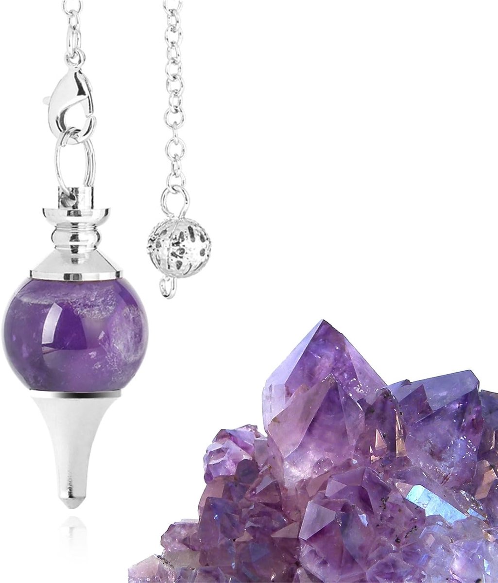 Amethyst Dowsing Stone - Divinatory Pendulum - Natuurlijke Amethist Steen - Genezing - Rei