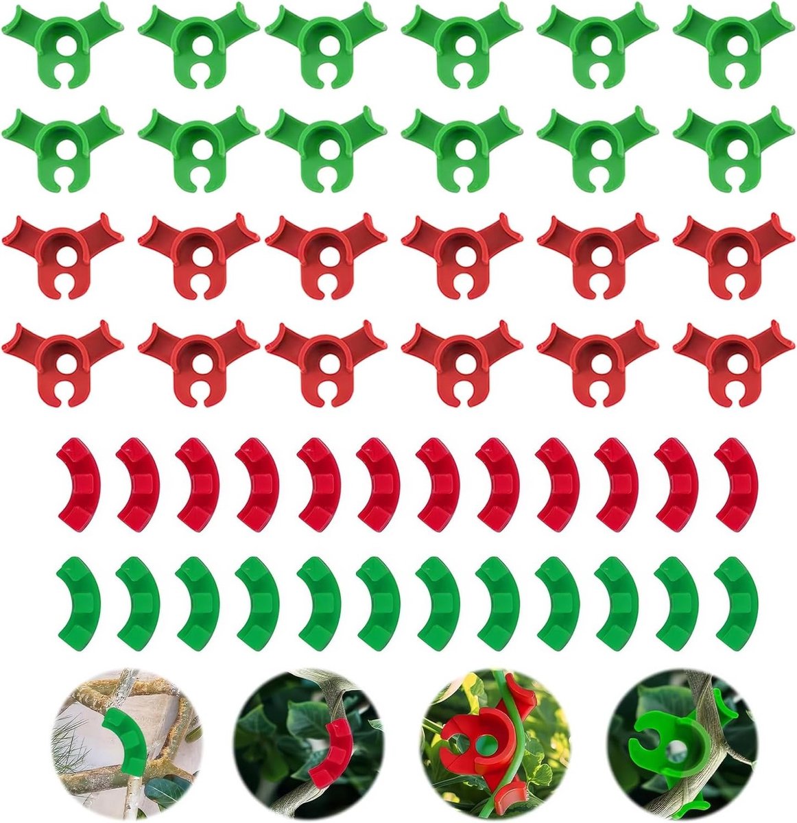 48 Stuks Plant Clips voor Ondersteuning, Lage Stress Plantbevestigingen en Groeirichting Aanpassing van Planten
