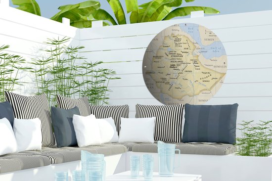 Tuincirkel Ethiopië illustratie met een kompas - 60x60 cm - Ronde Tuinposter - Buiten