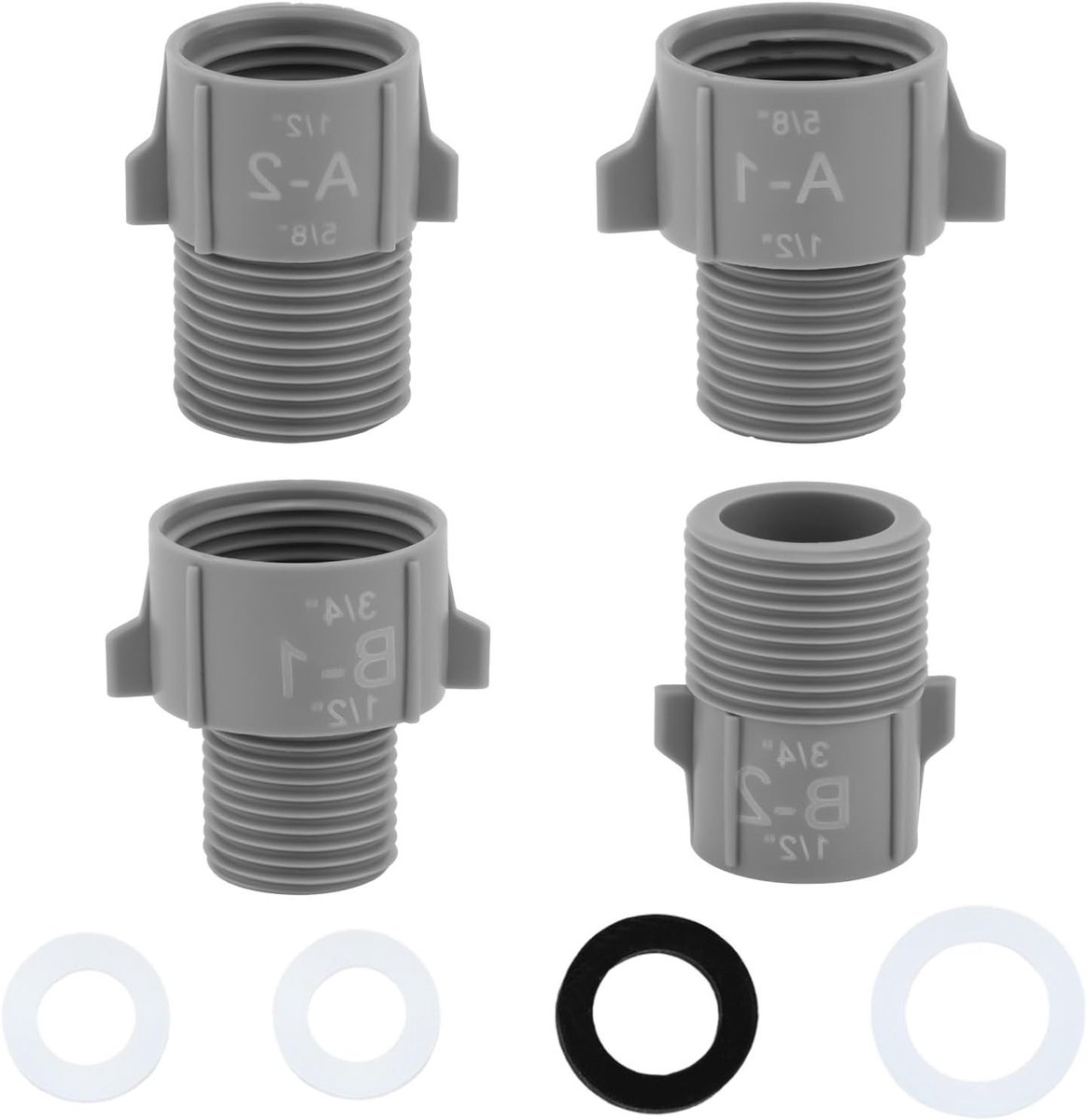Set van 8 Pijpoplossingen met Ringen voor 1/2 Inch naar 3/4 Inch en 1/2 Inch naar 5/8 Inch NPT Aansluitingen voor Slangdiameter Verandering en Verbindingen