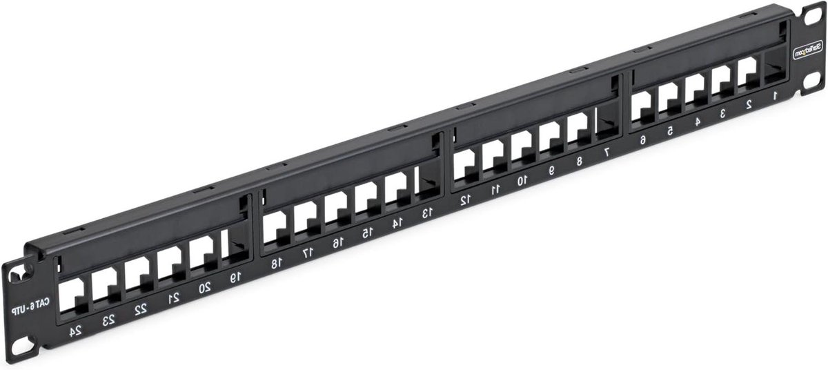 Leeg Keystone Patchpaneel - Netwerk Patchpaneel Rack Paneel - Netwerk Organiseren - 24 Poorten Toolless - 1U - Zwart