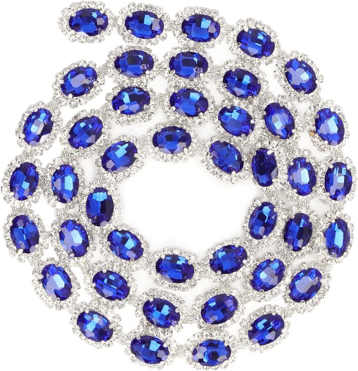 Elegante Blauwe Kristallen Ketting met Ovale Vorm en Sprankelende Rhinestones voor Sieraden en DIY Projecten