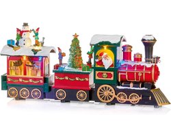 Santa Claus Trein - Kerst Trein - Tafelblad Decoratie - Draaiende Kerstboom - 38cm Lang - Meerkleurig