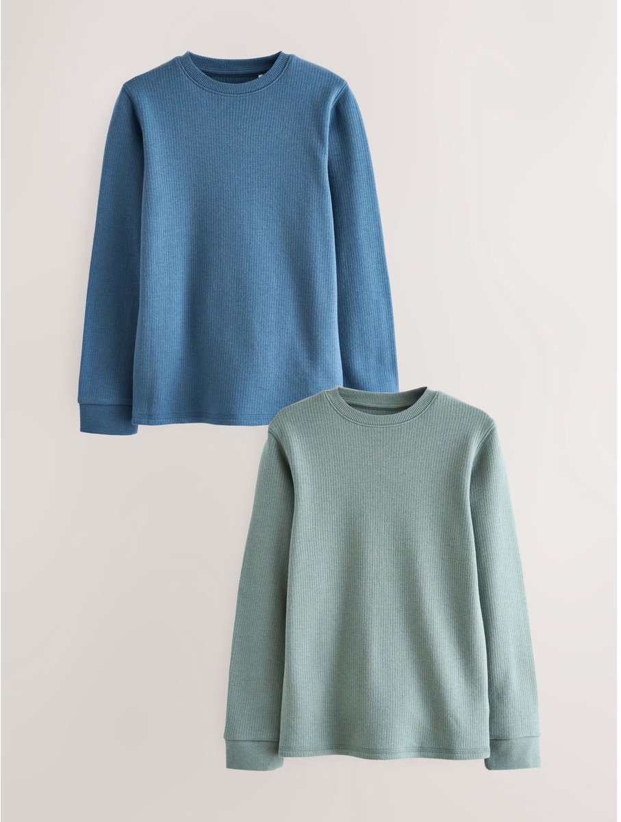 Next - Jongens - 2 -pack thermische tops met lange mouwen - Blauw