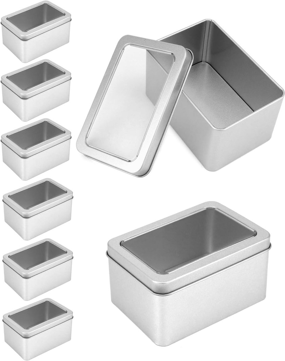 8-delige kleine blikken met deksel, 107x72x60mm - Opbergdozen voor kleine items en geschenken