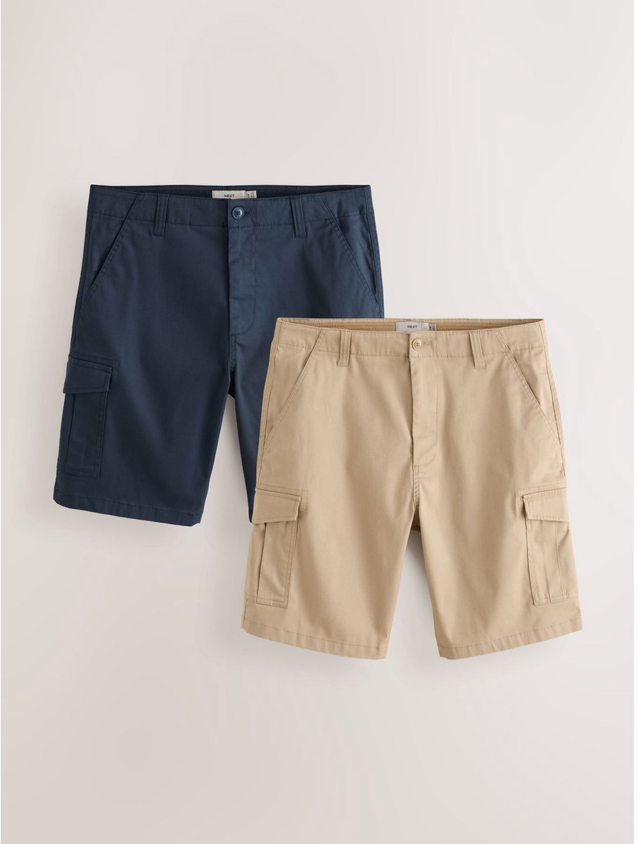 Next - Heren - Stretchy Korte cargobroek - Blauw
