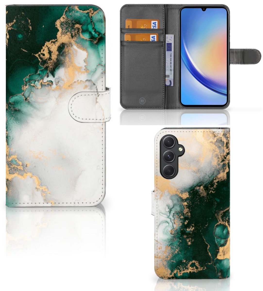 Bookcase voor Samsung Galaxy A24 4G Marmer Groen