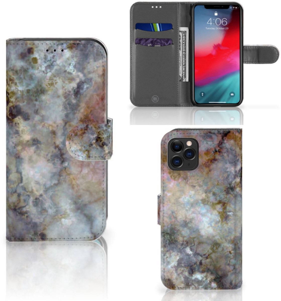Apple iPhone 11 Pro Bookcase Marmer Grijs