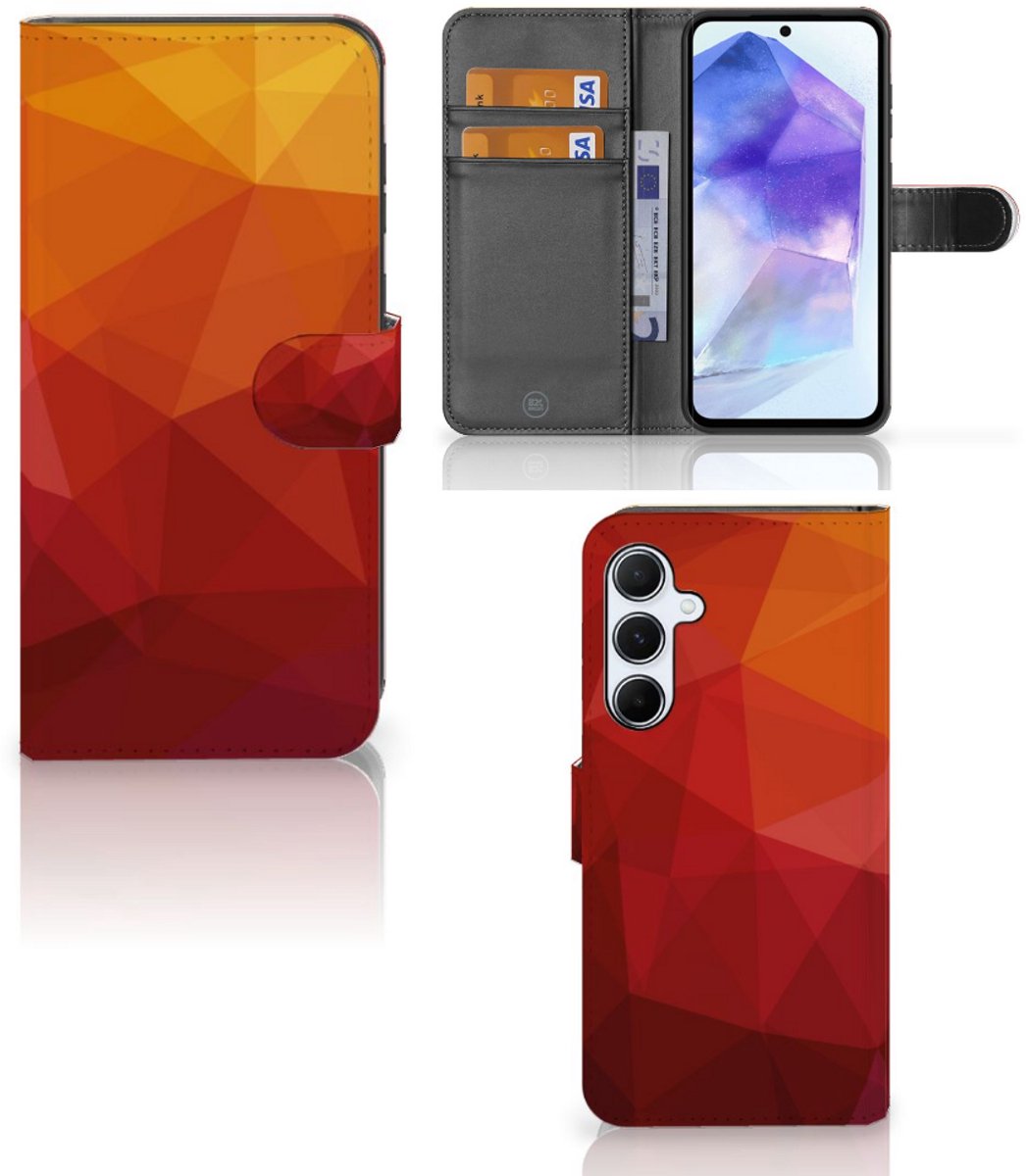 Book Case voor Samsung Galaxy A55 Polygon Red