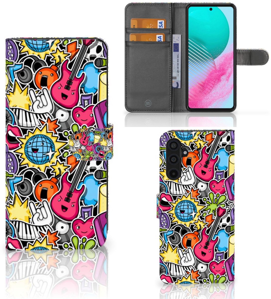 Boekhoesje voor Samsung Galaxy M54 Wallet Case met Pasjes Punk Rock