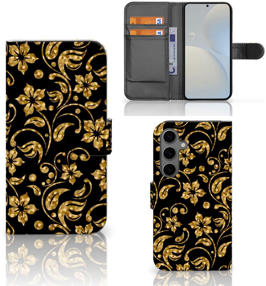 Samsung Galaxy S25 Hoesje Gouden Bloemen